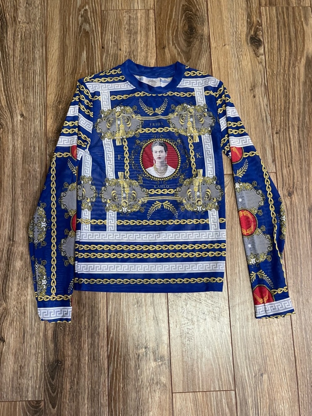Blue Graphic Long-Sleeve Women's Top